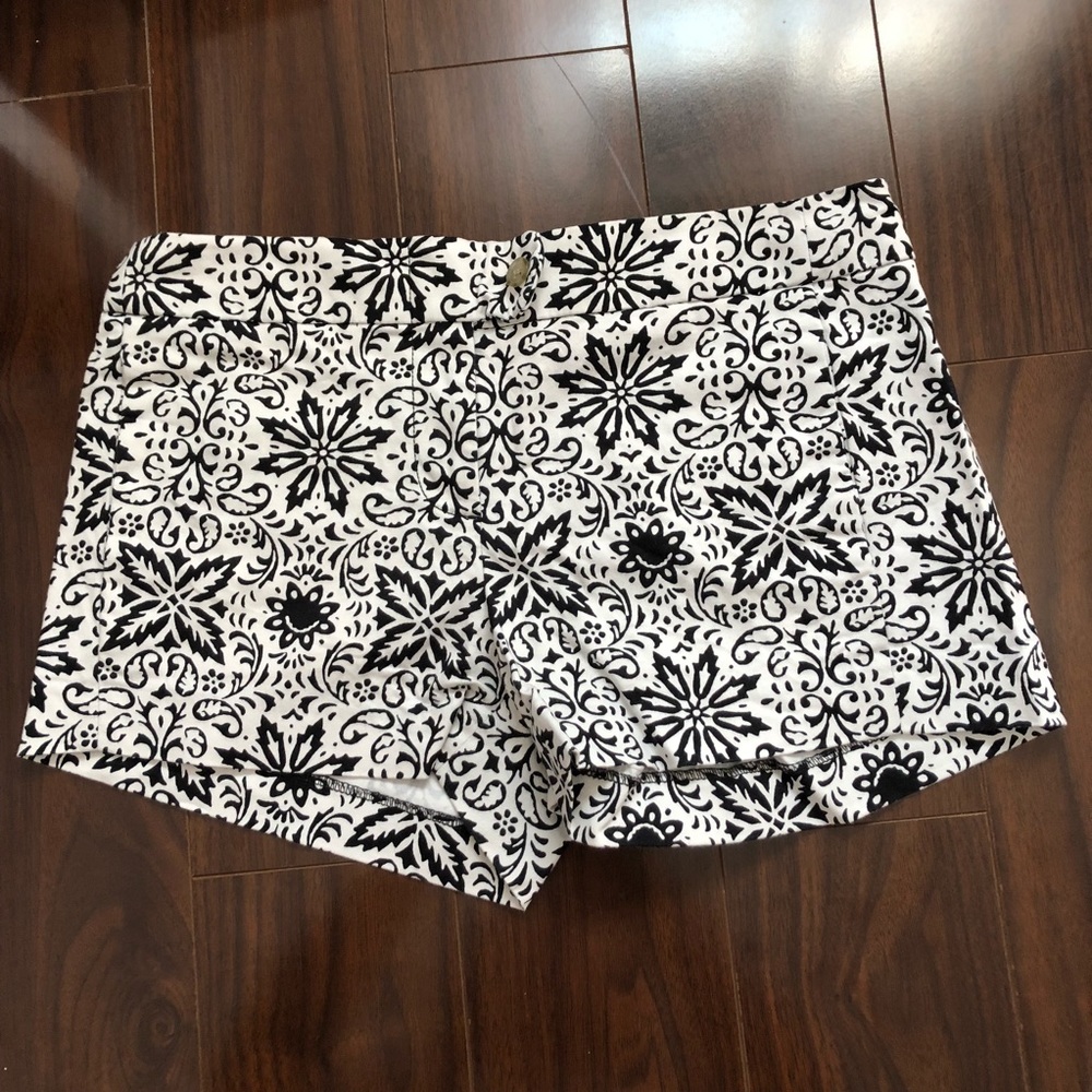 J Crew Black and White Floral Chino Shorts